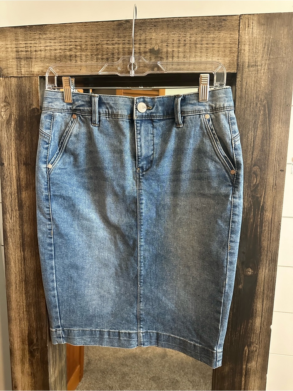 ONE5ONE Love My Fit Goddess Fit Stretch Denim Pencil Skirt S Western Farmgirl